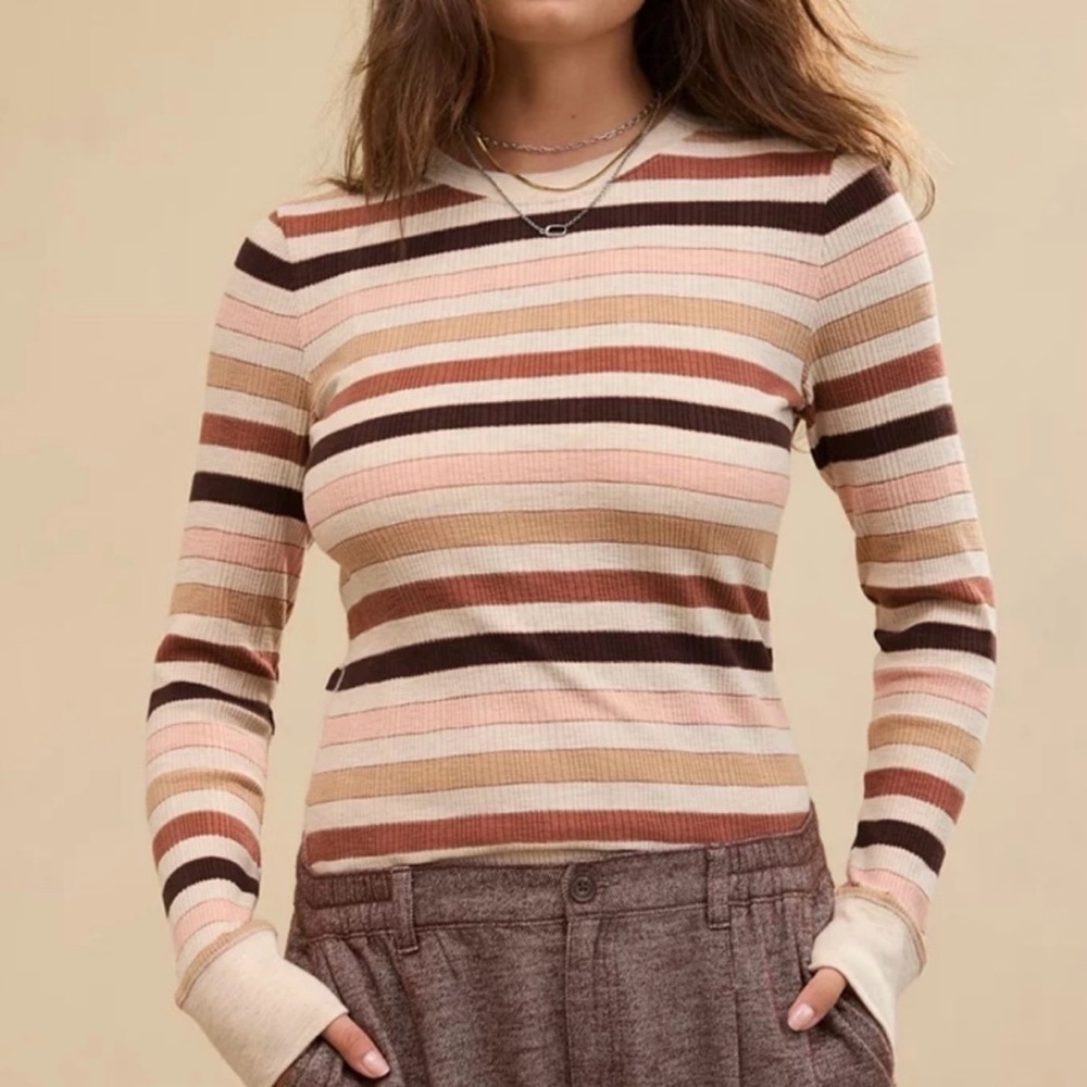 Aerie Multicolor Striped Ribbed Top